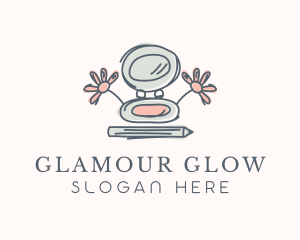 Flower Makeup Compact  logo design