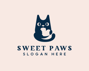 Cute Cat Heart logo design