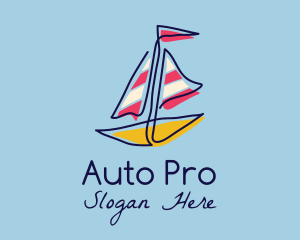 Colorful Sailboat Drawing Logo