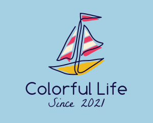 Colorful Sailboat Drawing logo design