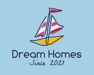 Colorful Sailboat Drawing logo