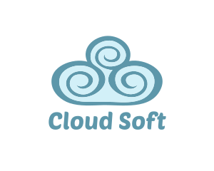 Teal Cloud Swirls logo design