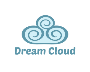 Teal Cloud Swirls logo design