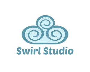 Teal Cloud Swirls logo design