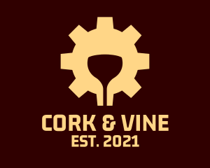 Cogwheel Wine Glass  logo design