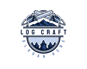 Industrial Chain Saw Logging logo design