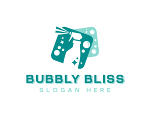 Spray Bottle Cleaning Sanitation logo design