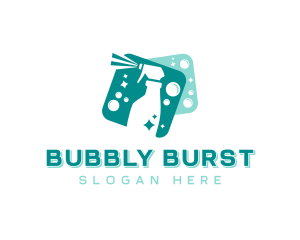 Spray Bottle Cleaning Sanitation logo design