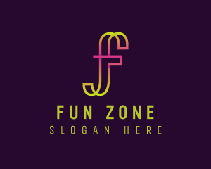 Neon Gradient Letter F logo design