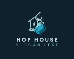 Sanitation Mop House logo design