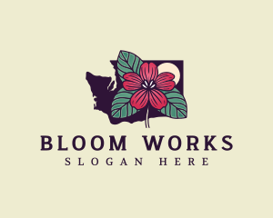 Washington Rhododendron Flower logo design