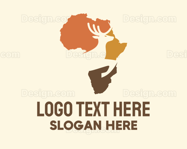 Africa Map Deer Stag Logo