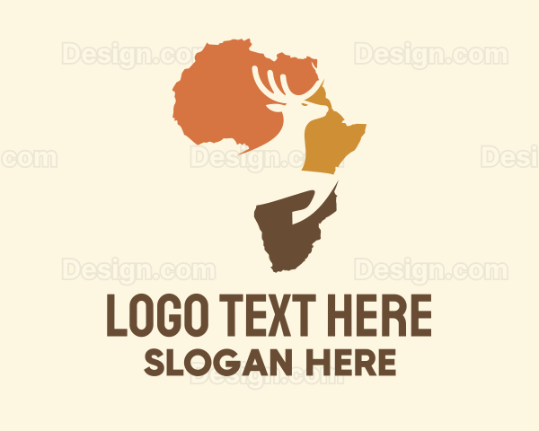 Africa Map Deer Stag Logo