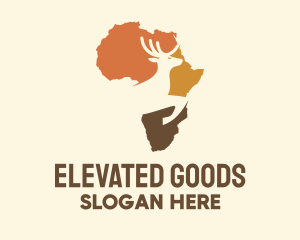 Africa Map Deer Stag logo design