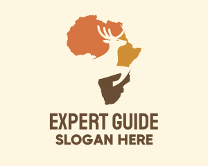 Africa Map Deer Stag logo design