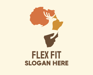 Africa Map Deer Stag logo design