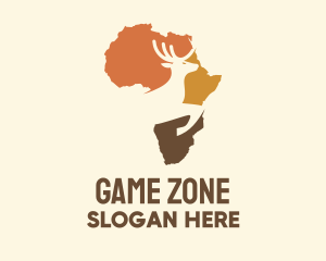 Africa Map Deer Stag logo