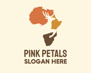 Africa Map Deer Stag logo design