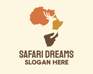 Africa Map Deer Stag logo