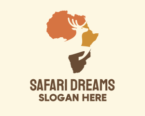 Africa Map Deer Stag logo design