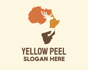 Africa Map Deer Stag logo design