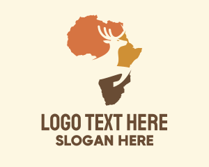 Wilderness - Africa Map Deer Stag logo design