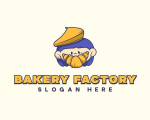 Croissant Girl Bakery logo design