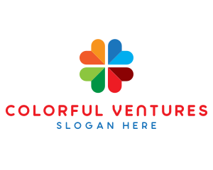 Colorful Heart Clover logo design