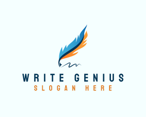 Writing Pen Feather logo design