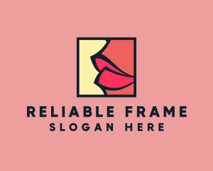 Woman Lips Frame logo design