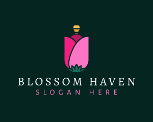 Floral Perfume Bottle logo design