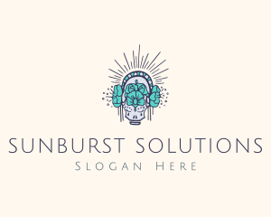 Sunburst Flower Skull logo