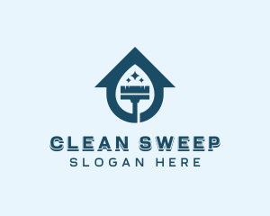 Housekeeper Cleaning Broom logo design