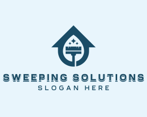 Housekeeper Cleaning Broom logo design