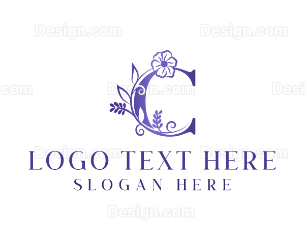 Natural Floral Decoration Letter C Logo