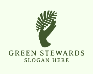 Green Tropical Hand logo design