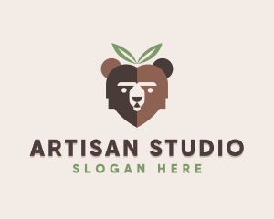 Bear Natural Leaves logo design