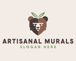 Bear Natural Leaves logo design