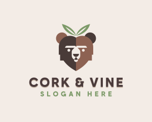 Bear Natural Leaves logo design