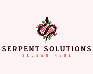 Botanical Floral Snake logo design