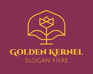 Golden Elegant Flower logo design