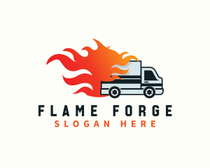  Delivery Flaming Truck logo design