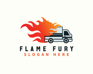  Delivery Flaming Truck logo design