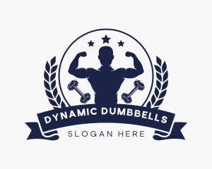 Bodybuilder Dumbbell Gym logo