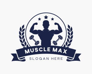 Bodybuilder Dumbbell Gym logo