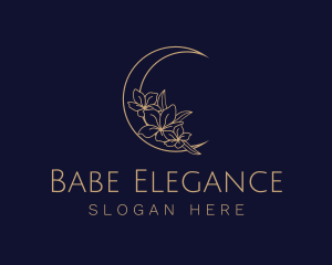 Elegant Floral Moon  logo design