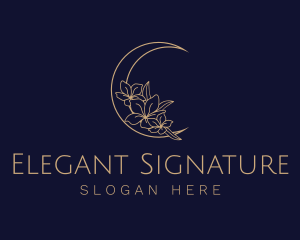 Elegant Floral Moon  logo design