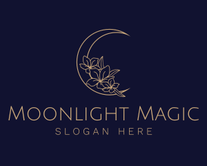 Elegant Floral Moon  logo design