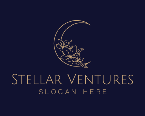 Elegant Floral Moon  logo design