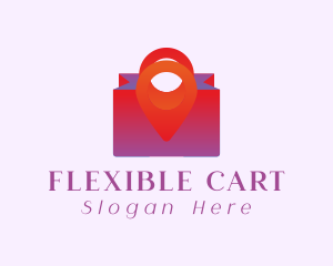 Shopping Bag Location Pin logo design